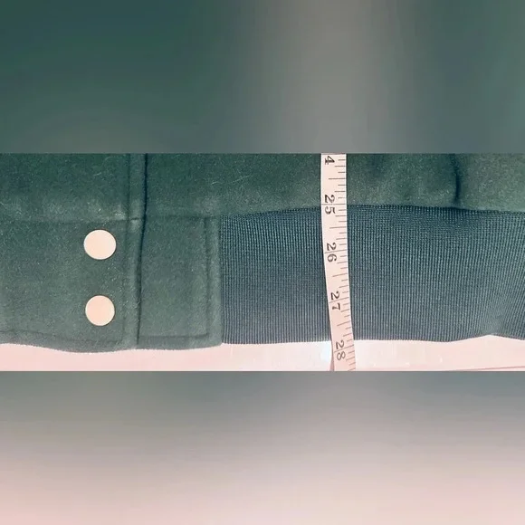 Garage | Varsity Jacket, Size M/L, Green with ivory white faux leather sleeves - Picture 10 of 10